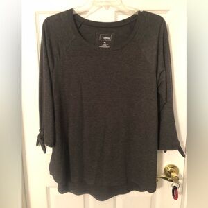 Women’s dark gray top with tie at sleeves